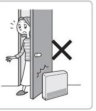 عدم قرار گیری بخاری گازی برقی ژاپنی در پشت در 