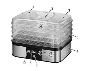 قسمتهای مختلف میوه خشک کن پروفی کوک