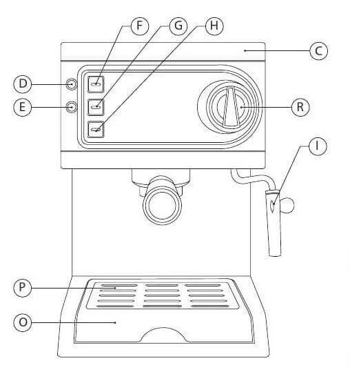 صفحه جلویی اسپرسوساز و کاپوچینو ساز  MINI MOKA CM-1622