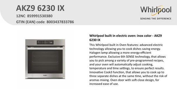 فر توکار ویرپول مدل AKZ9 6230 IX رنگ اینوکس