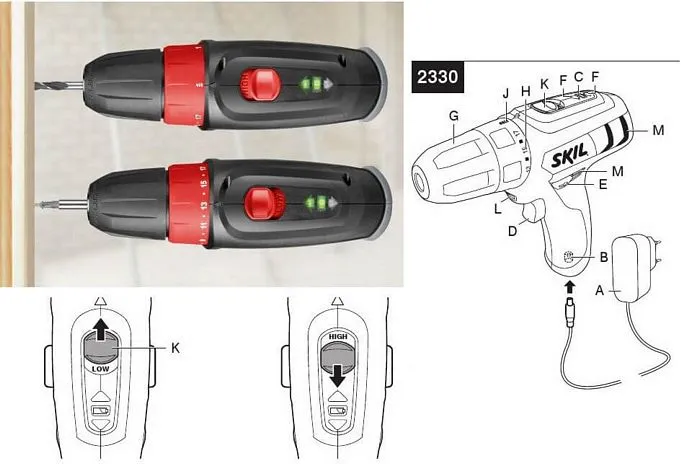 چراغ نشانگر شارژ دریل ، پیچ گوشتی شارژی اسکیل SKIL