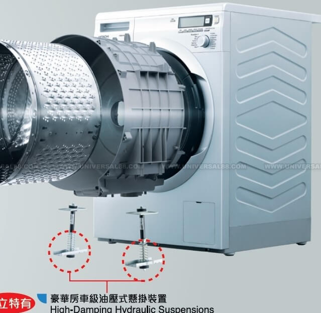 سیستم کنترل لرزش دوگانه در ماشین لباسشویی 1400 دور هیتاچی Hitachi